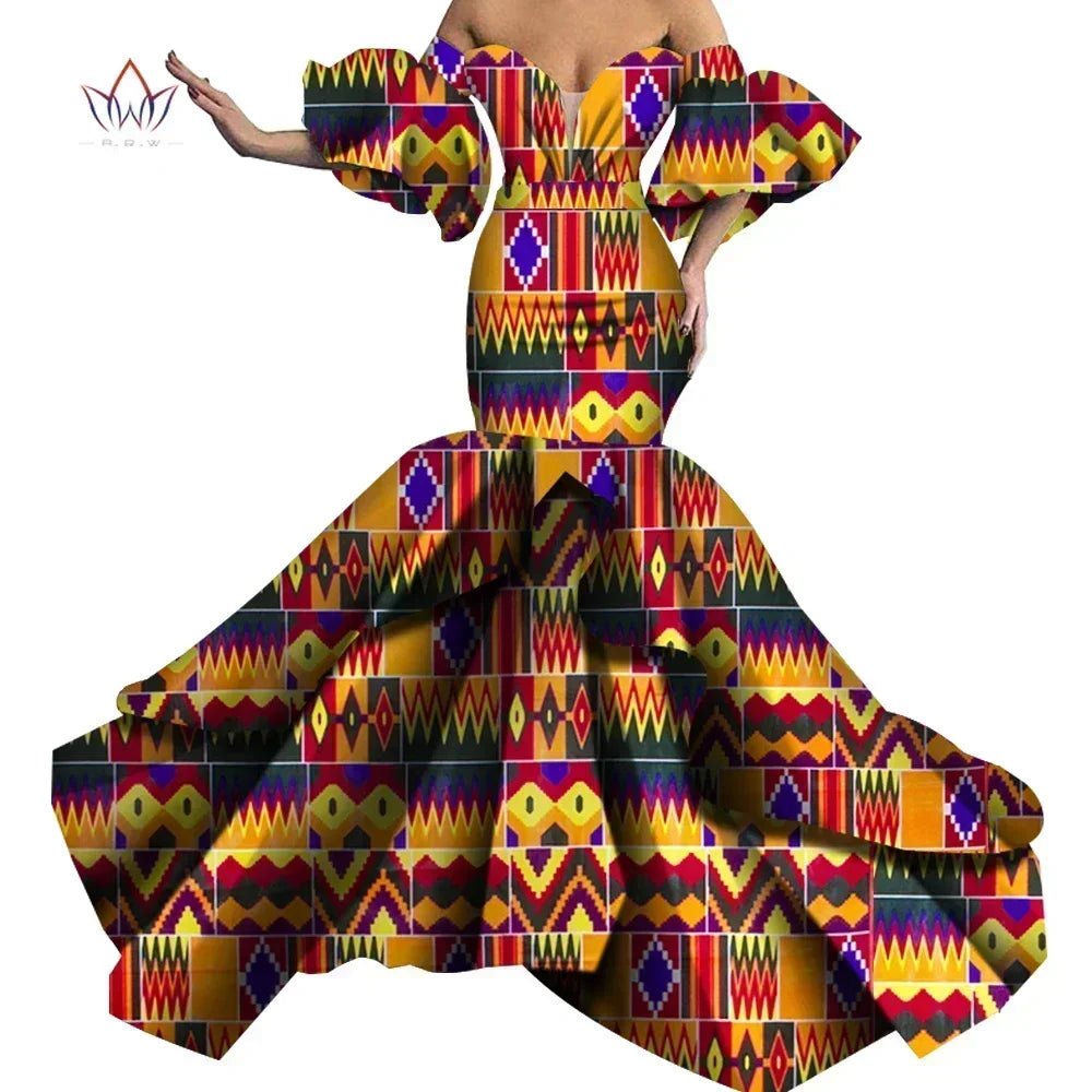 African Print Strapless Maxi Dress - Free Delivery Worldwide only at Flexi Africa
