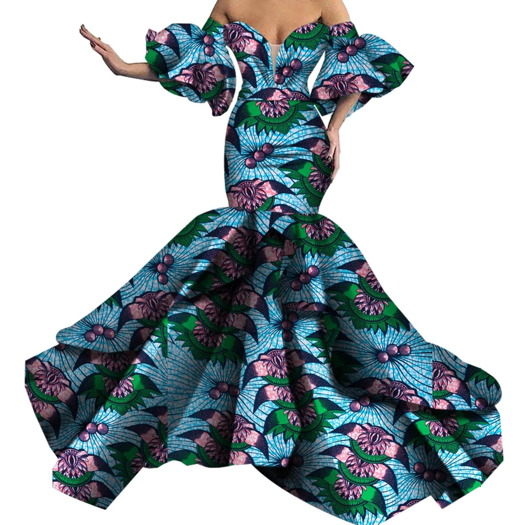 African Print Strapless Maxi Dress - Free Delivery Worldwide only at Flexi Africa