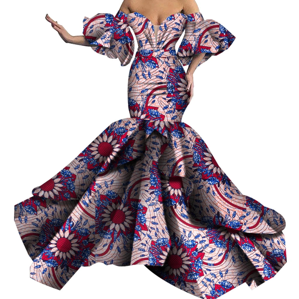 African Print Strapless Maxi Dress - Free Delivery Worldwide only at Flexi Africa