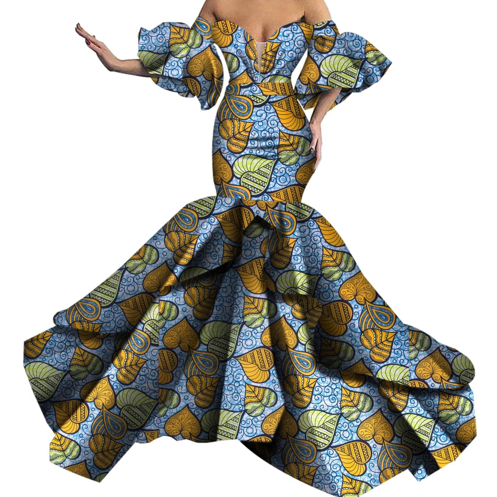 African Print Strapless Maxi Dress - Free Delivery Worldwide only at Flexi Africa