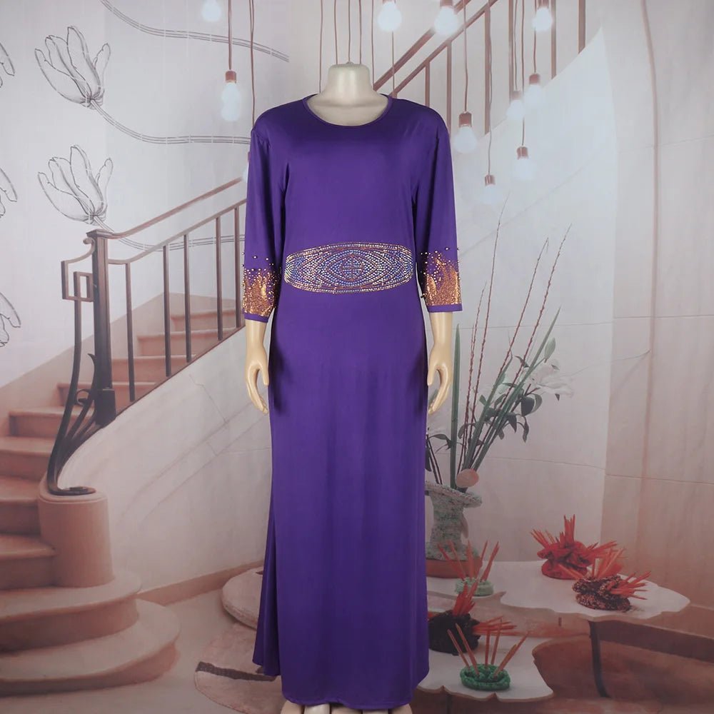 African Rhinestone Two-Piece Cape Dress | Luxury Women's Elegant Gown - Free Delivery Worldwide only at Flexi Africa