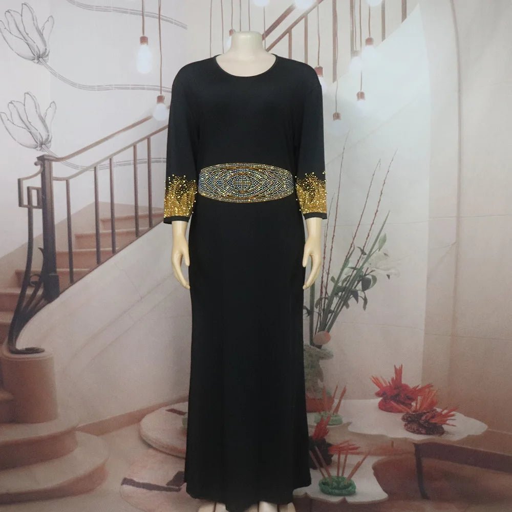 African Rhinestone Two-Piece Cape Dress | Luxury Women's Elegant Gown - Free Delivery Worldwide only at Flexi Africa