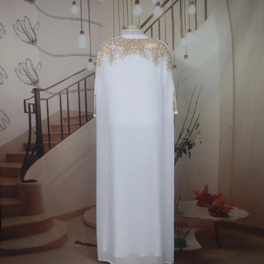 African Rhinestone Two-Piece Cape Dress | Luxury Women's Elegant Gown - Free Delivery Worldwide only at Flexi Africa