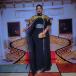 African Rhinestone Two-Piece Cape Dress | Luxury Women's Elegant Gown - Free Delivery Worldwide only at Flexi Africa