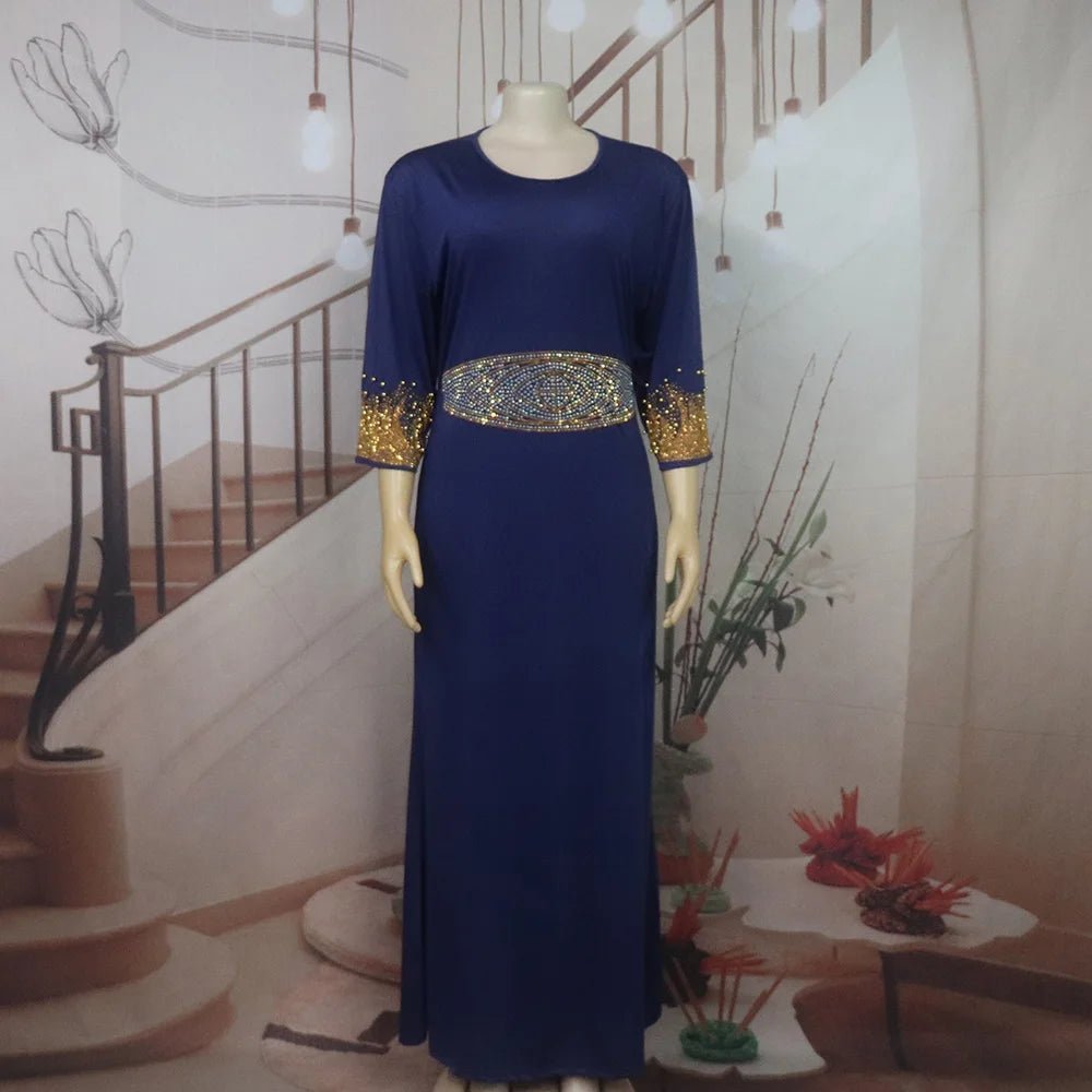 African Rhinestone Two-Piece Cape Dress | Luxury Women's Elegant Gown - Free Delivery Worldwide only at Flexi Africa
