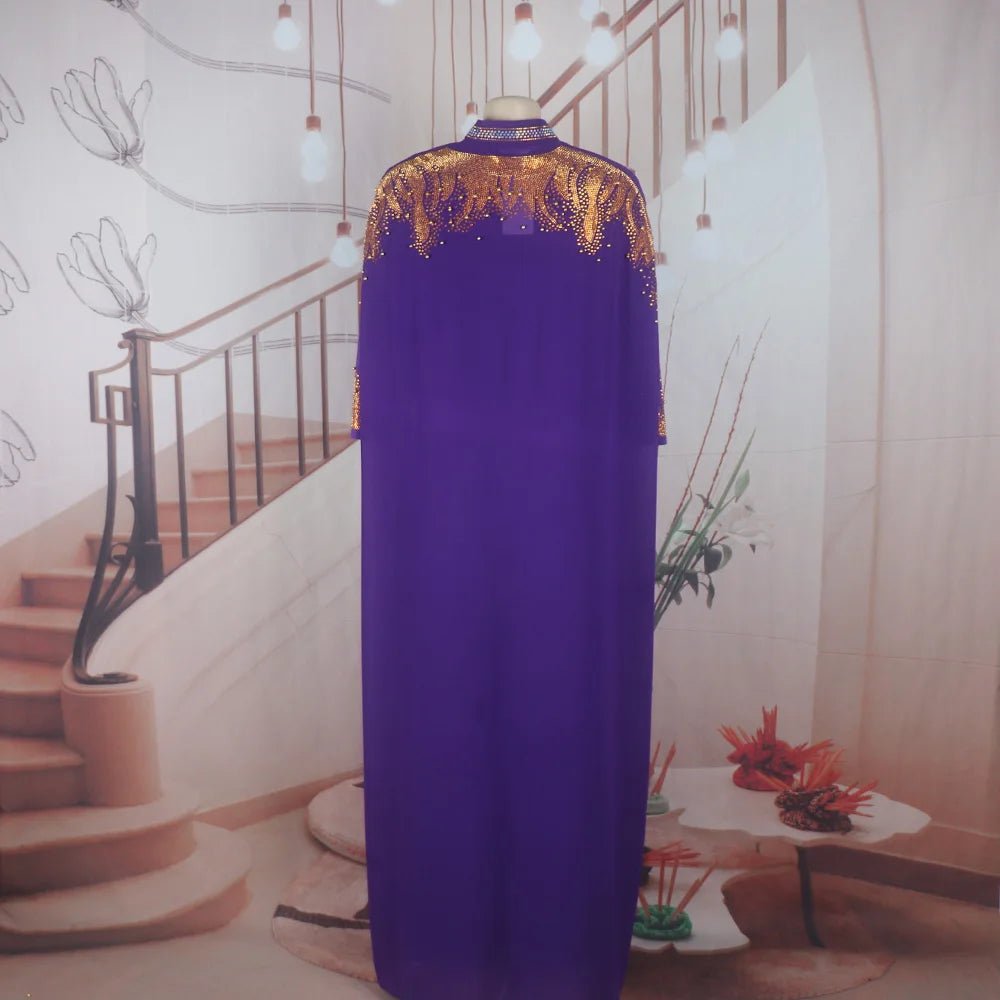 African Rhinestone Two-Piece Cape Dress | Luxury Women's Elegant Gown - Free Delivery Worldwide only at Flexi Africa