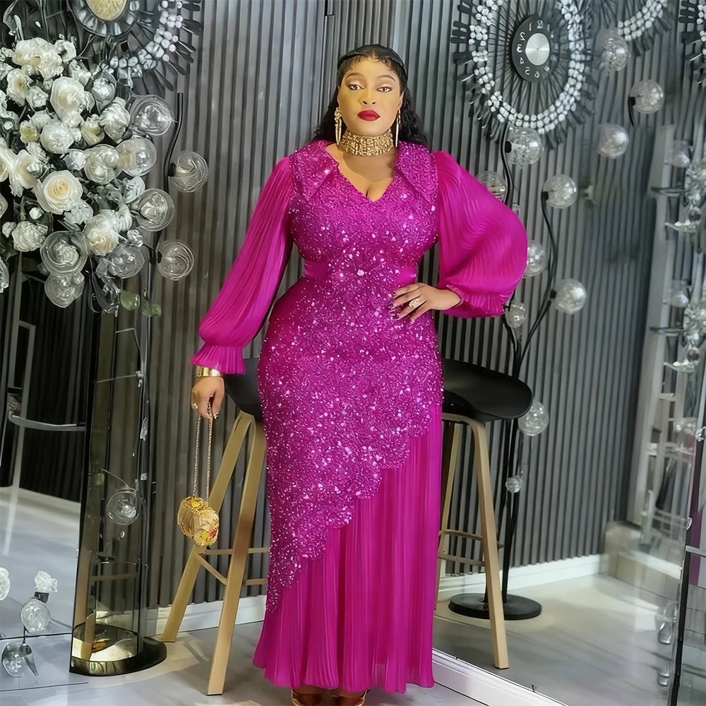 African Sequin Party Wedding Robe Africaine - Free Delivery Worldwide only at Flexi Africa
