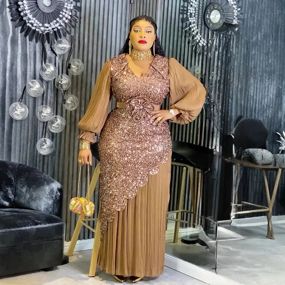 African Sequin Party Wedding Robe Africaine - Free Delivery Worldwide only at Flexi Africa