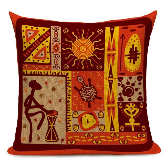 African Style Cushion Cover Tribal Ethnic Geometric Pattern Decorative Linen Pillow Case Cover for Sofa Home Decor - Flexi Africa - Flexi Africa offers Free Delivery Worldwide - Vibrant African traditional clothing showcasing bold prints and intricate designs