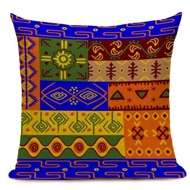 African Style Cushion Cover Tribal Ethnic Geometric Pattern Decorative Linen Pillow Case Cover for Sofa Home Decor - Flexi Africa - Flexi Africa offers Free Delivery Worldwide - Vibrant African traditional clothing showcasing bold prints and intricate designs