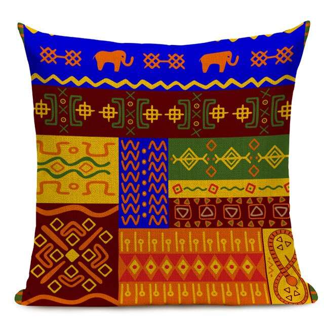 African Style Cushion Cover Tribal Ethnic Geometric Pattern Decorative Linen Pillow Case Cover for Sofa Home Decor - Flexi Africa - Flexi Africa offers Free Delivery Worldwide - Vibrant African traditional clothing showcasing bold prints and intricate designs