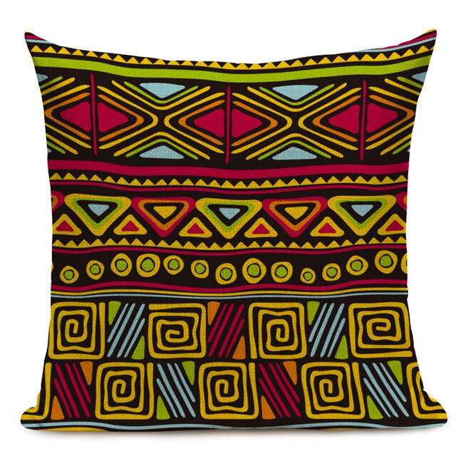 African Style Cushion Cover Tribal Ethnic Geometric Pattern Decorative Linen Pillow Case Cover for Sofa Home Decor - Flexi Africa - Flexi Africa offers Free Delivery Worldwide - Vibrant African traditional clothing showcasing bold prints and intricate designs