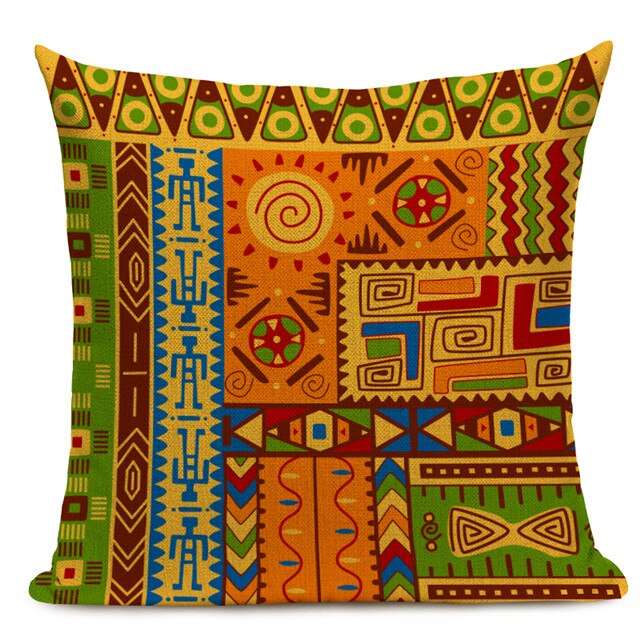 African Style Cushion Cover Tribal Ethnic Geometric Pattern Decorative Linen Pillow Case Cover for Sofa Home Decor - Flexi Africa - Flexi Africa offers Free Delivery Worldwide - Vibrant African traditional clothing showcasing bold prints and intricate designs