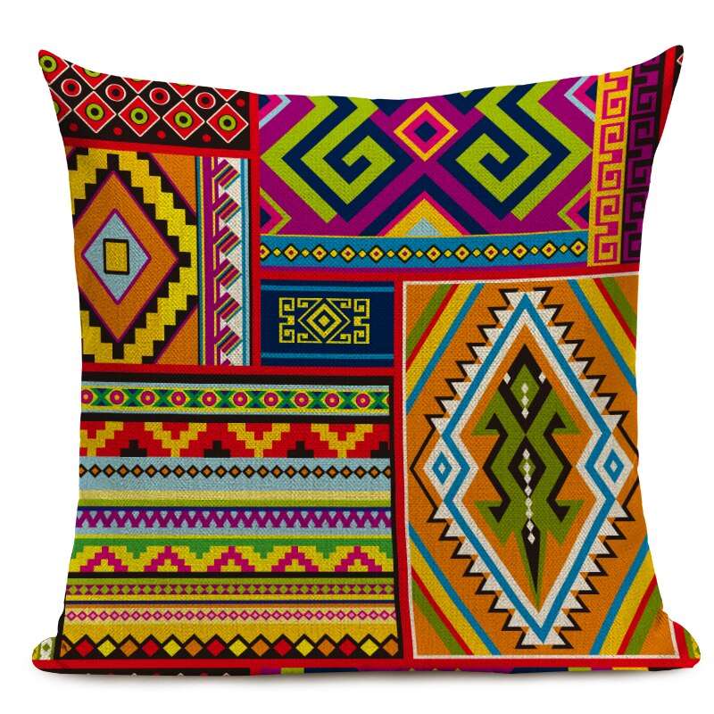 African Style Cushion Cover Tribal Ethnic Geometric Pattern Decorative Linen Pillow Case Cover for Sofa Home Decor - Flexi Africa - Flexi Africa offers Free Delivery Worldwide - Vibrant African traditional clothing showcasing bold prints and intricate designs