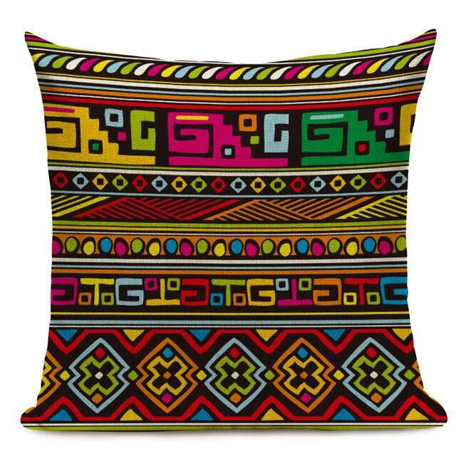 African Style Cushion Cover Tribal Ethnic Geometric Pattern Decorative Linen Pillow Case Cover for Sofa Home Decor - Flexi Africa - Flexi Africa offers Free Delivery Worldwide - Vibrant African traditional clothing showcasing bold prints and intricate designs