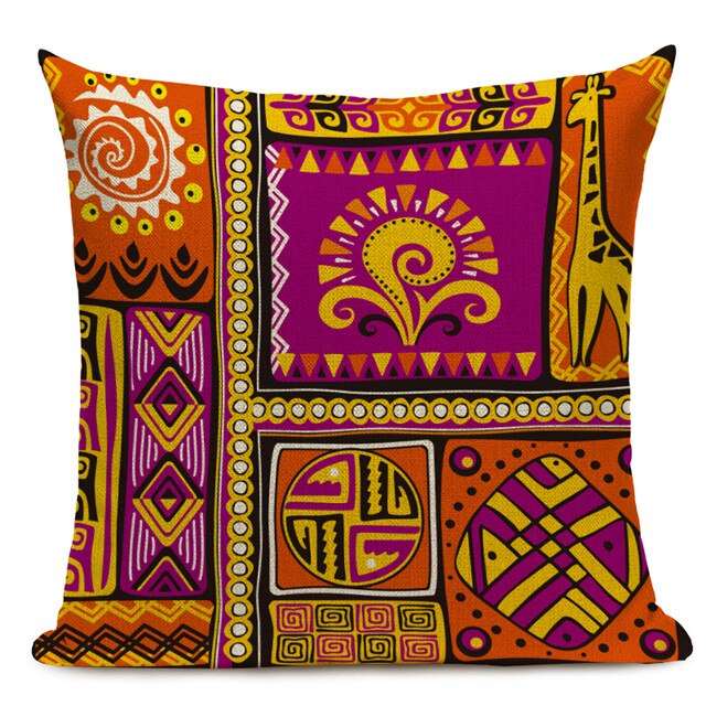 African Style Cushion Cover Tribal Ethnic Geometric Pattern Decorative Linen Pillow Case Cover for Sofa Home Decor - Flexi Africa - Flexi Africa offers Free Delivery Worldwide - Vibrant African traditional clothing showcasing bold prints and intricate designs