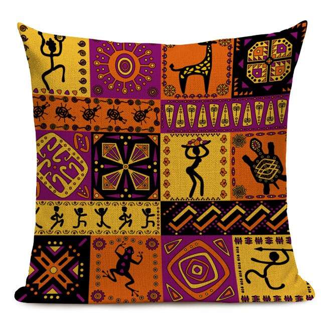 African Style Cushion Cover Tribal Ethnic Geometric Pattern Decorative Linen Pillow Case Cover for Sofa Home Decor - Flexi Africa - Flexi Africa offers Free Delivery Worldwide - Vibrant African traditional clothing showcasing bold prints and intricate designs