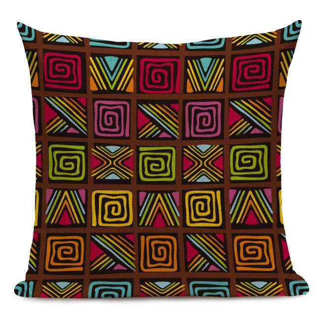 African Style Cushion Cover Tribal Ethnic Geometric Pattern Decorative Linen Pillow Case Cover for Sofa Home Decor - Flexi Africa - Flexi Africa offers Free Delivery Worldwide - Vibrant African traditional clothing showcasing bold prints and intricate designs