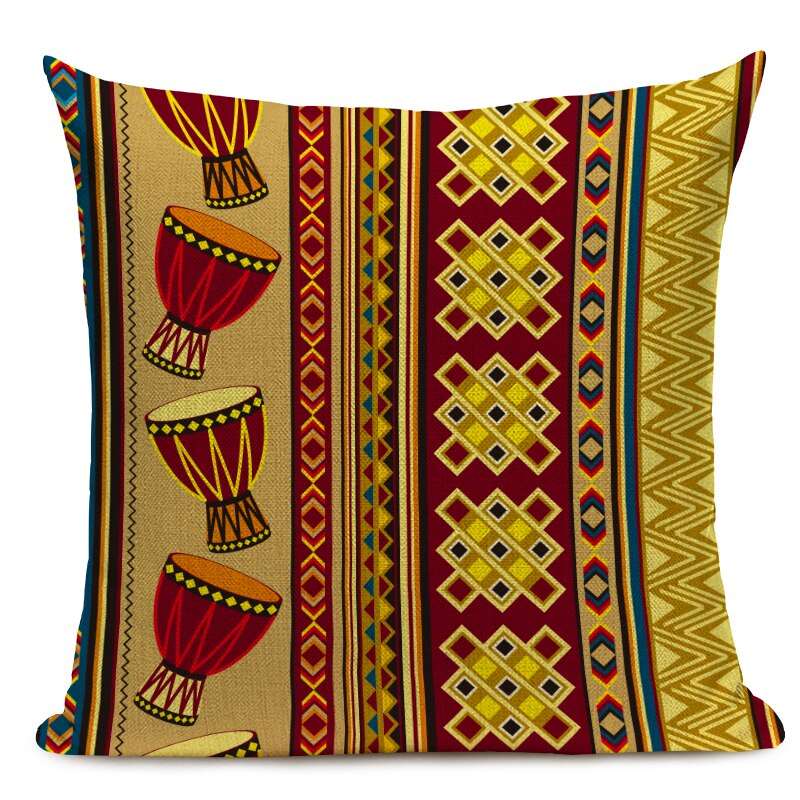 African Style Cushion Cover Tribal Ethnic Geometric Pattern Decorative Linen Pillow Case Cover for Sofa Home Decor - Flexi Africa - Flexi Africa offers Free Delivery Worldwide - Vibrant African traditional clothing showcasing bold prints and intricate designs