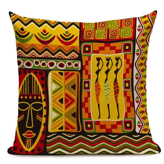 African Style Cushion Cover Tribal Ethnic Geometric Pattern Decorative Linen Pillow Case Cover for Sofa Home Decor - Flexi Africa - Flexi Africa offers Free Delivery Worldwide - Vibrant African traditional clothing showcasing bold prints and intricate designs