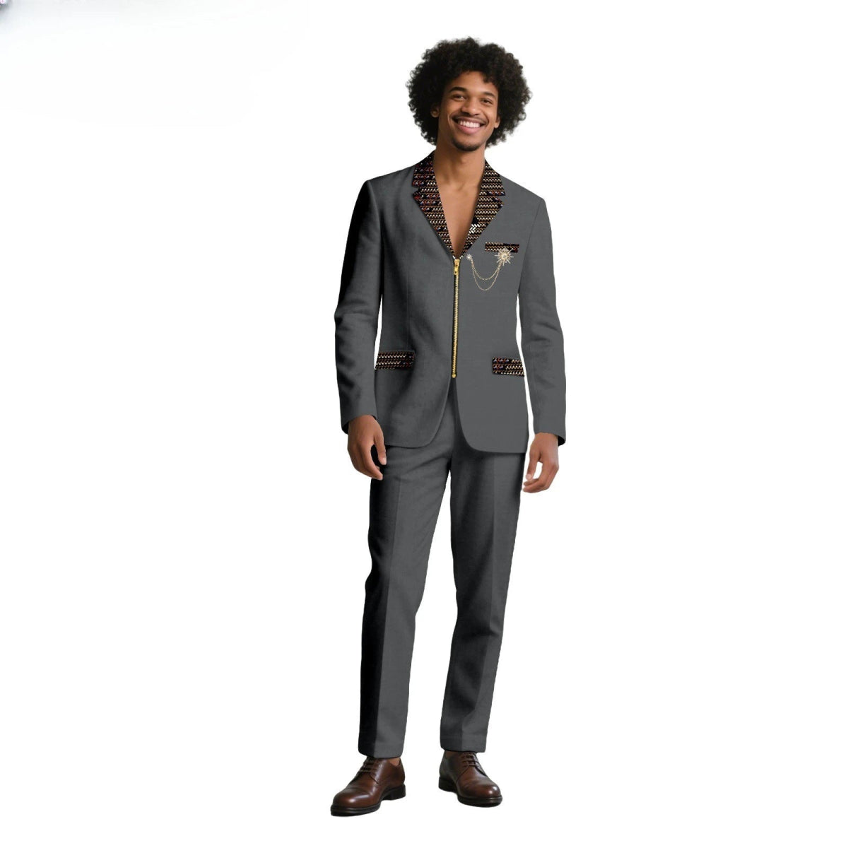 African Suits for Men Traditional Wedding Designed Slim Fit Jacket Pants Set with Breastbin High Quality Suit Mens Clothes - Free Delivery Worldwide only at Flexi Africa