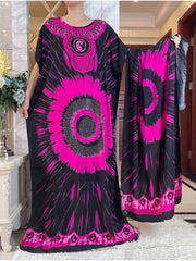 African Summer Abaya Dress: Short Sleeve Dashiki Design with Oversized Floral Scarf - Flexi Africa - www.flexiafrica.com