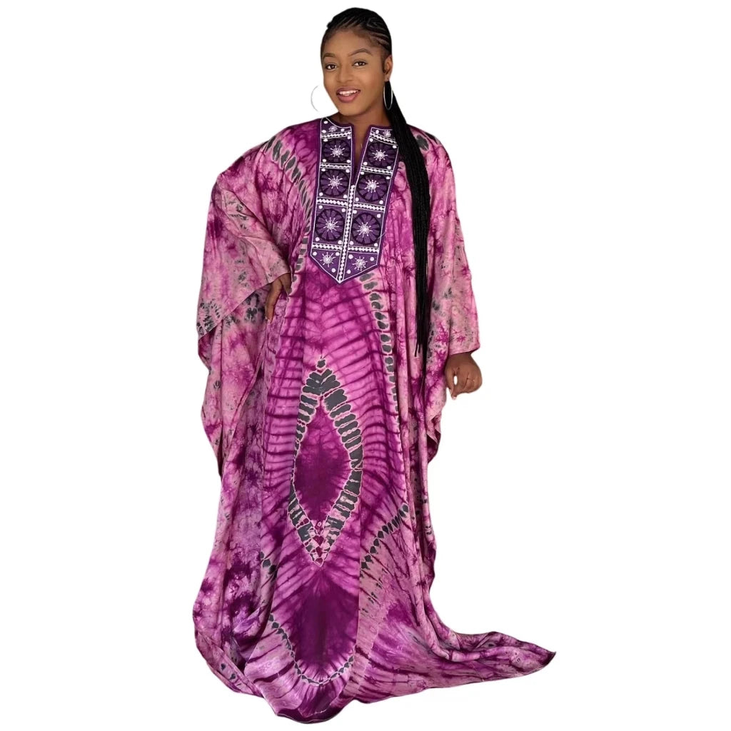 African Dashiki Dress for Women with Embroidery and Scarf  Flexi Africa