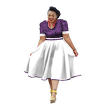 African Traditional Bazin Riche Dress for Women – Cotton Print Knee - Length Summer Wear - Free Delivery Worldwide only at Flexi Africa