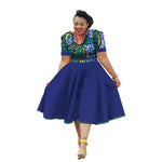 African Traditional Bazin Riche Dress for Women – Cotton Print Knee - Length Summer Wear - Free Delivery Worldwide only at Flexi Africa