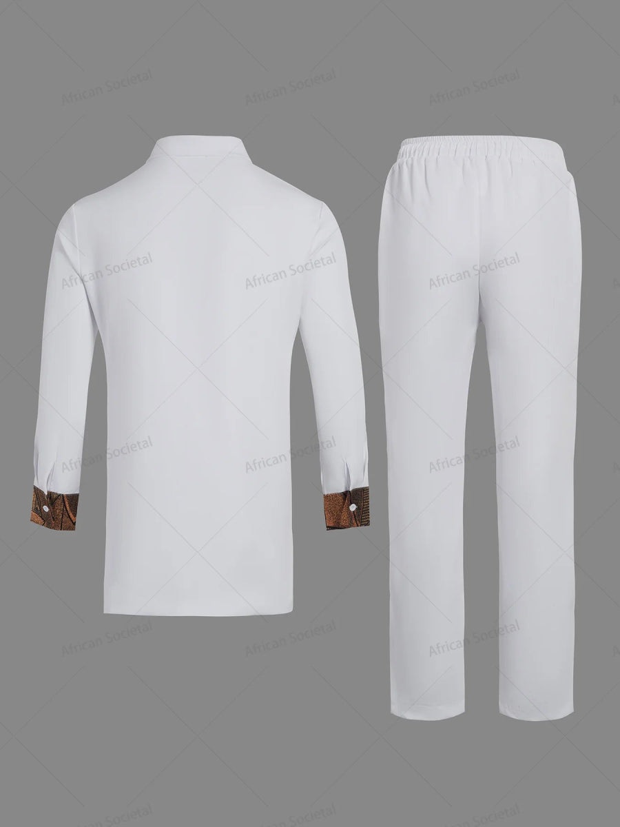 African Traditional Clothing for Men – Set of 2 Elegant Kaftan Pant Suits - Free Delivery Worldwide only at Flexi Africa