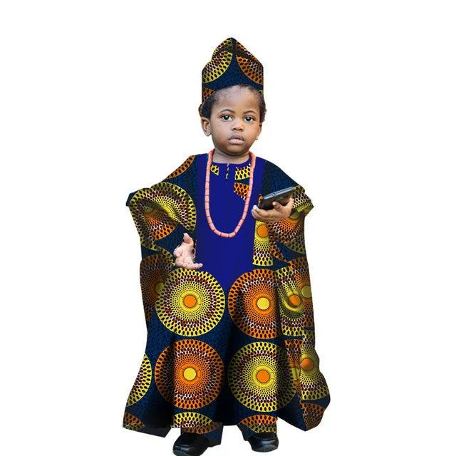 African Traditional Kids Outfit for Boys – Ankara Embroidered Dashiki Set - Free Delivery Worldwide only at Flexi Africa
