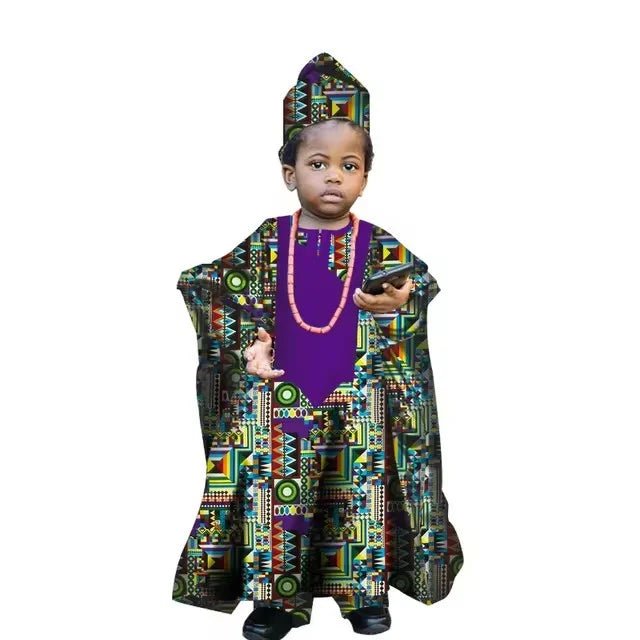 African Traditional Kids Outfit for Boys – Ankara Embroidered Dashiki Set - Free Delivery Worldwide only at Flexi Africa