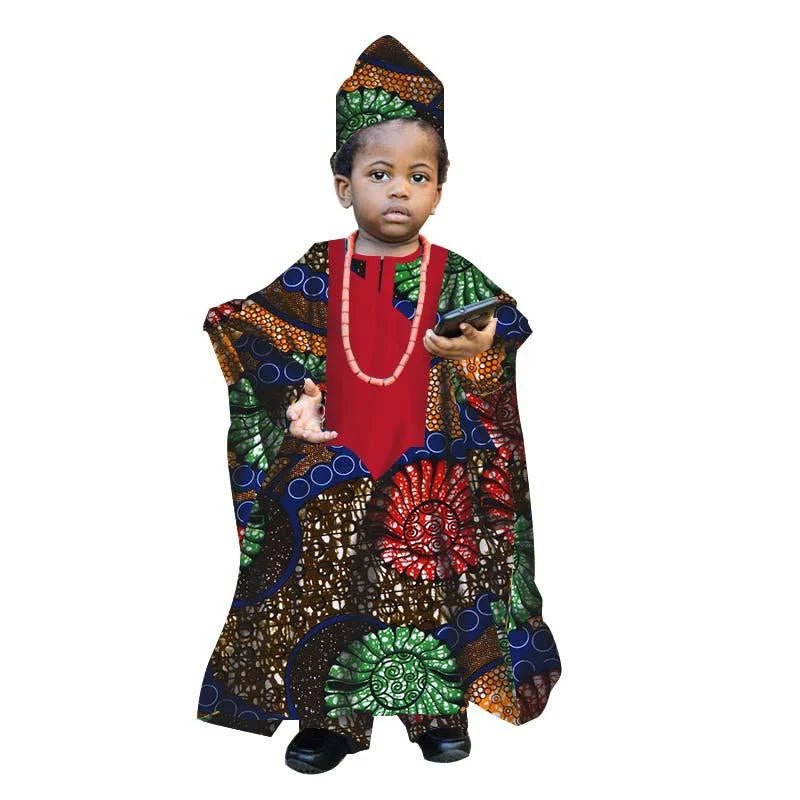 African Traditional Kids Outfit for Boys – Ankara Embroidered Dashiki Set - Free Delivery Worldwide only at Flexi Africa