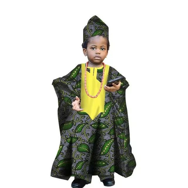African Traditional Kids Outfit for Boys – Ankara Embroidered Dashiki Set - Free Delivery Worldwide only at Flexi Africa