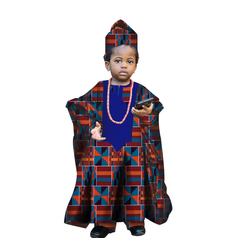 African Traditional Kids Outfit for Boys – Ankara Embroidered Dashiki Set - Free Delivery Worldwide only at Flexi Africa