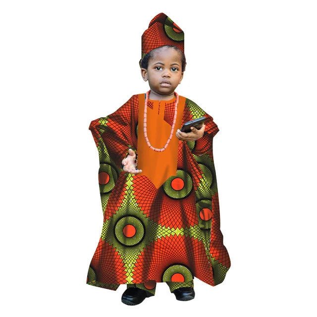 African Traditional Kids Outfit for Boys – Ankara Embroidered Dashiki Set - Free Delivery Worldwide only at Flexi Africa