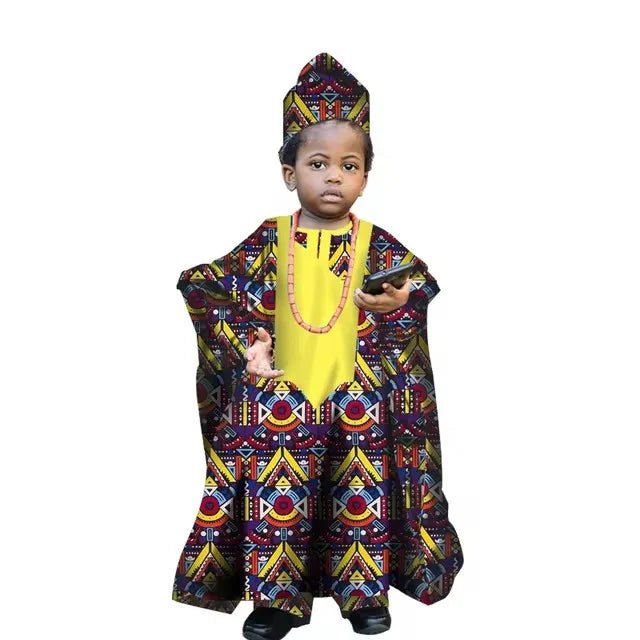 African Traditional Kids Outfit for Boys – Ankara Embroidered Dashiki Set - Free Delivery Worldwide only at Flexi Africa