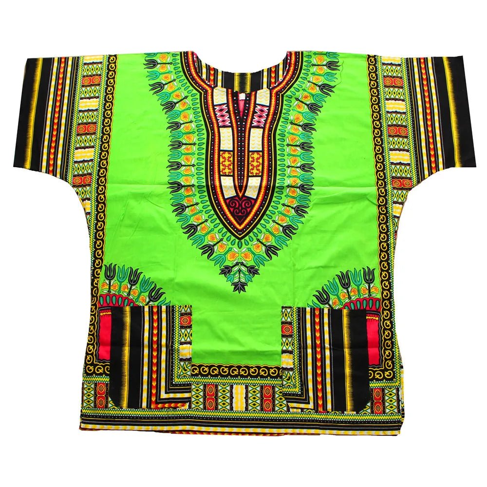 African Tribal Floral Dashiki Dress – Comfortable Traditional Unisex Outfit - Free Delivery Worldwide only at Flexi Africa