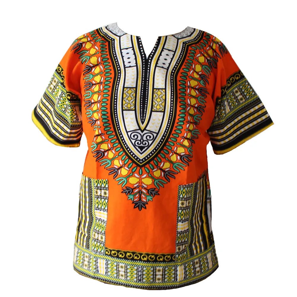 African Tribal Floral Dashiki Dress – Comfortable Traditional Unisex Outfit - Free Delivery Worldwide only at Flexi Africa