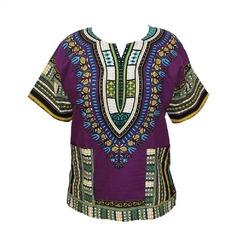 African Tribal Floral Dashiki Dress – Comfortable Traditional Unisex Outfit - Free Delivery Worldwide only at Flexi Africa