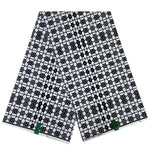 African Wax Fabric Black & White – 100% Cotton Wax Print Pagne, 6 Yards - Free Delivery Worldwide only at Flexi Africa