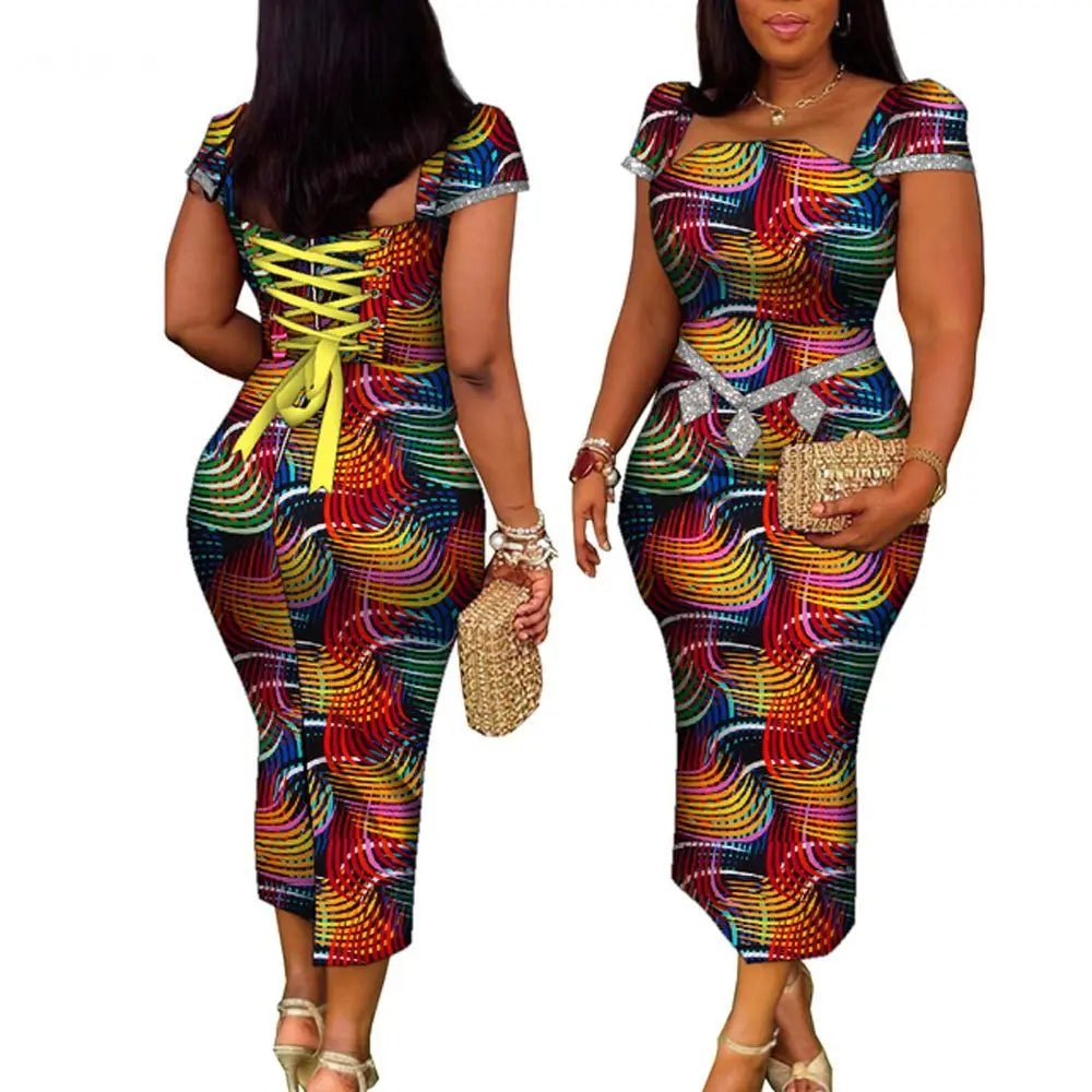 African Wax Print Summer Gown for Women – Elegant Ankara Bandage Dress - Free Delivery Worldwide only at Flexi Africa