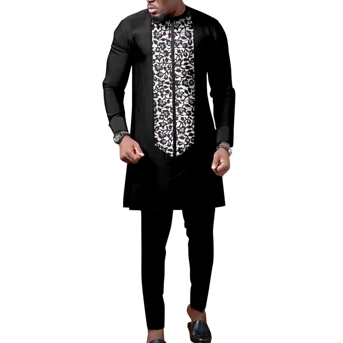 African Wedding Couple Set – Women’s Dashiki Print Dress & Men’s Kaftan Top and Pant Outfit - Free Delivery Worldwide only at Flexi Africa