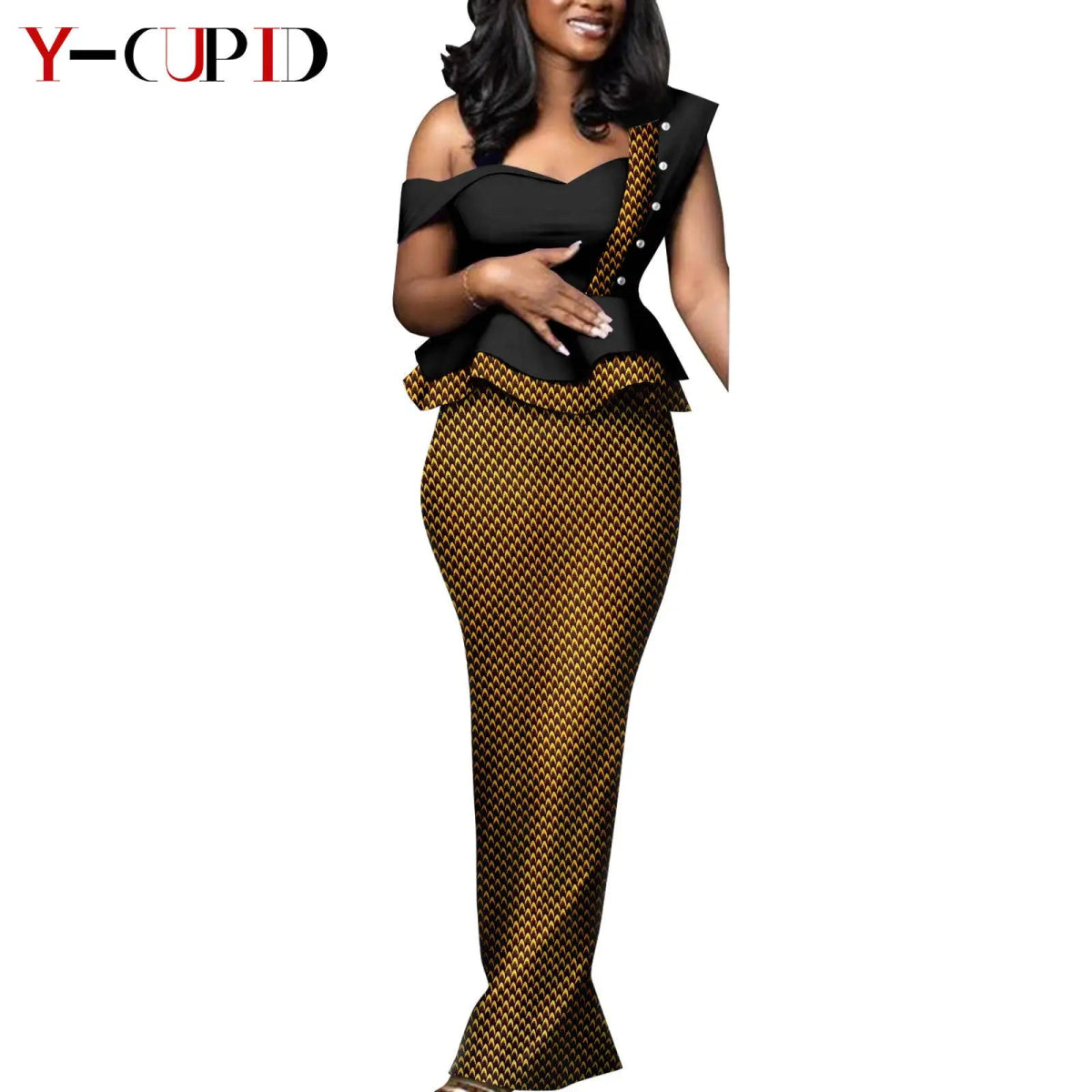 African Wedding Couple Set – Women’s Dashiki Print Dress & Men’s Kaftan Top and Pant Outfit - Free Delivery Worldwide only at Flexi Africa