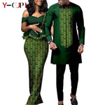 African Wedding Couple Set – Women’s Dashiki Print Dress & Men’s Kaftan Top and Pant Outfit - Free Delivery Worldwide only at Flexi Africa