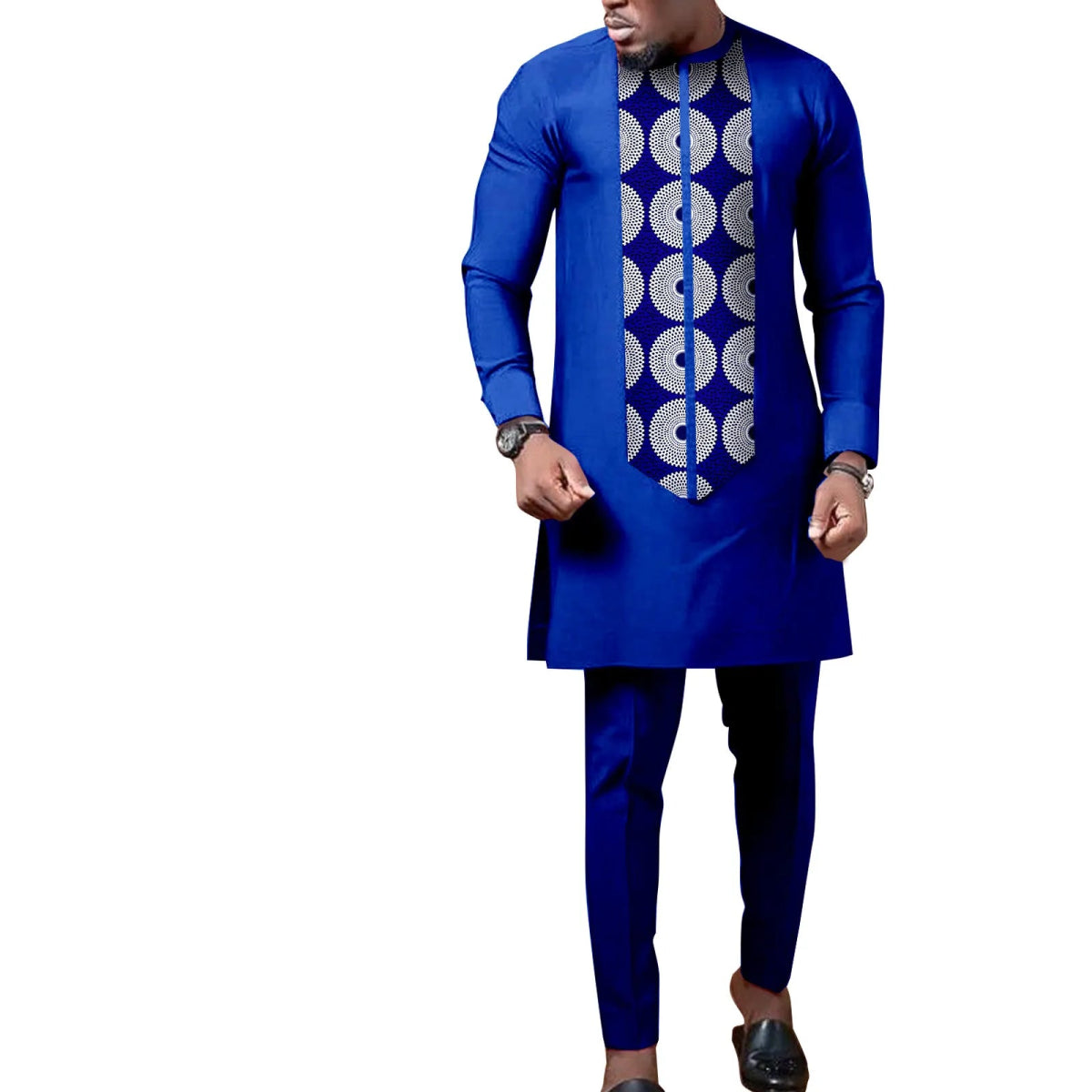 African Wedding Couple Set – Women’s Dashiki Print Dress & Men’s Kaftan Top and Pant Outfit - Free Delivery Worldwide only at Flexi Africa