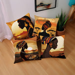 African Woman Decorative Throw Pillow Covers – Set of 4, 17.7" Square - Free Delivery Worldwide only at Flexi Africa