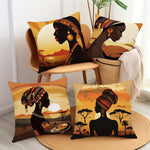 African Woman Decorative Throw Pillow Covers – Set of 4, 17.7" Square - Free Delivery Worldwide only at Flexi Africa