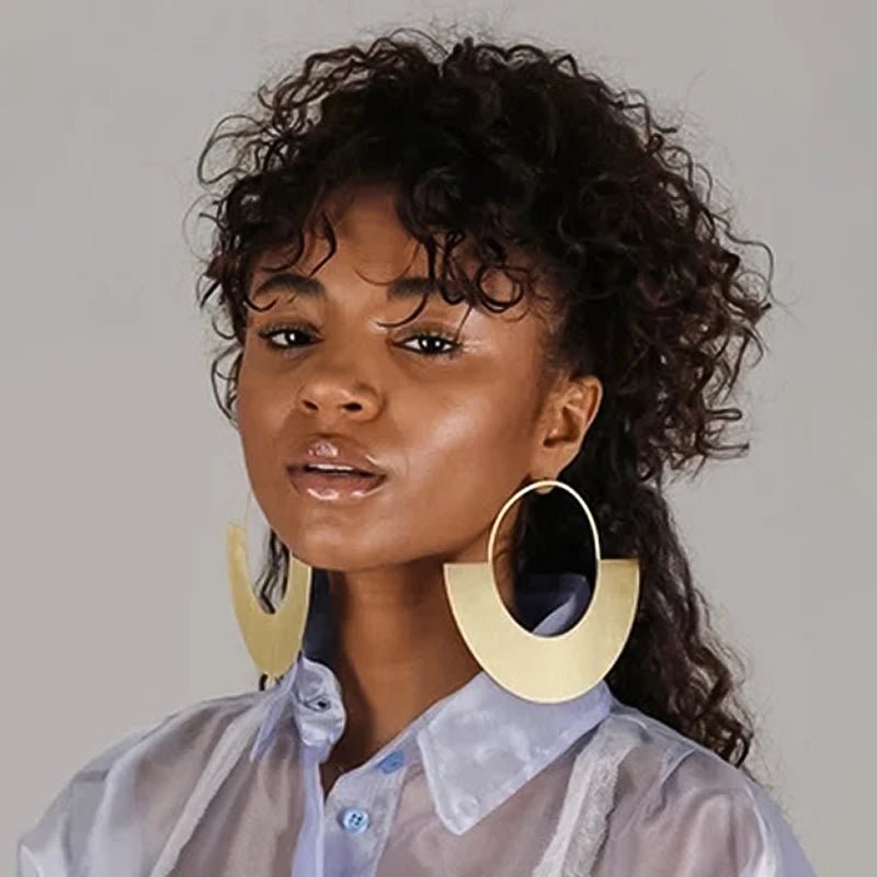 African Women Drop Earrings Gold Color Big Metal Dangle Statement Earring Fashion Party Wedding Jewelry Accessories Gift - Flexi Africa - Flexi Africa offers Free Delivery Worldwide - Vibrant African traditional clothing showcasing bold prints and intricate designs