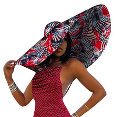 African Women Hat Summer Beach Hats Large Brim Sun Protection Fashion Ankara Cap Hat Customized Product - Free Delivery Worldwide only at Flexi Africa